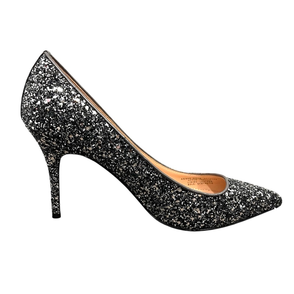 J. Crew Elsie Pumps in Gunmetal Glitter Formal Party Heels Size 9.5 - Picture 2 of 12